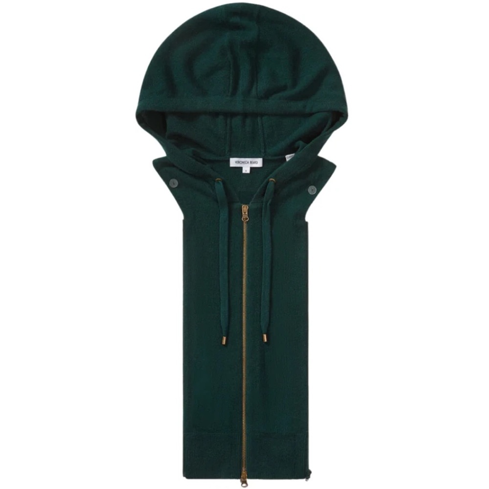 $298 Veronica Beard Pine green luxe Cashmere dualzip Hoodie Dickey Jacket insert